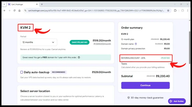 Hostinger Desktop Checkout Coupon Auto Applied